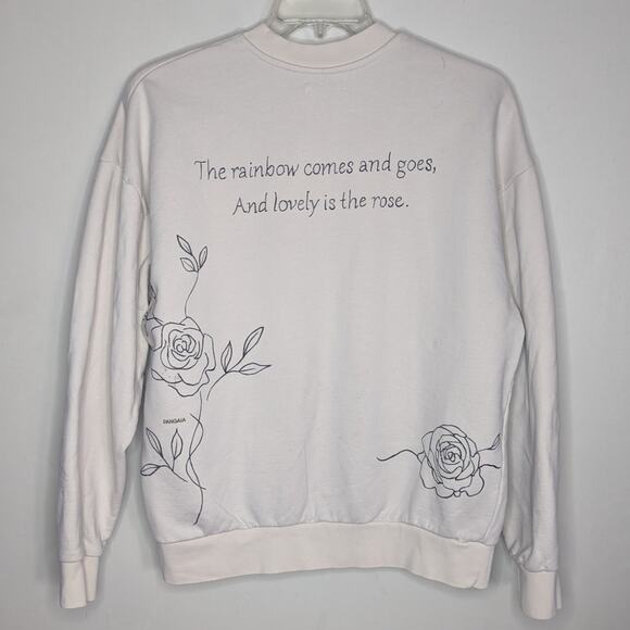 Custom Upcycled Hand-Drawn Pangaia Crewneck Sweatshirt in Off-White, Size Large - Picture 5 of 10
